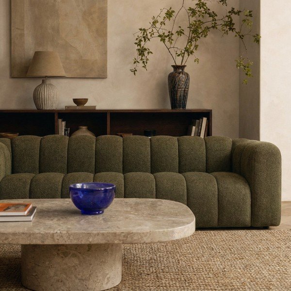 Canapea verde cu tapițerie din chenille 290 cm Lupine – Micadoni -image-4