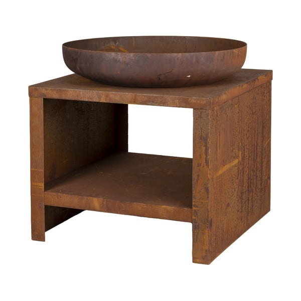 Vatră cu spațiu depozitare lemne cu aspect de rugină – Esschert Design-image-1