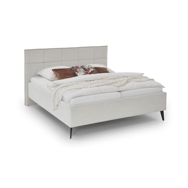 Pat matrimonial bej tapițat fără somieră 160x200 cm Paulo – Meise Möbel-image-4