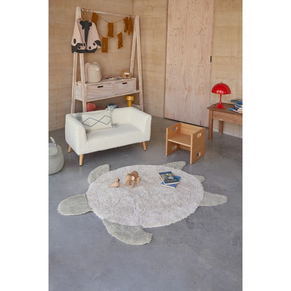 Covor pentru copii bej lavabil/țesut manual din bumbac 110x130 cm Sea Turtle – Lorena Canals-image-1