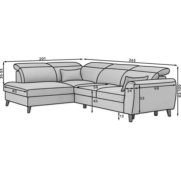 Colțar bej extensibil/cu spațiu de depozitare cu tapițerie din catifea (cu colț pe partea dreaptă/în formă de ”L”) Noble – ELTAP-image-3