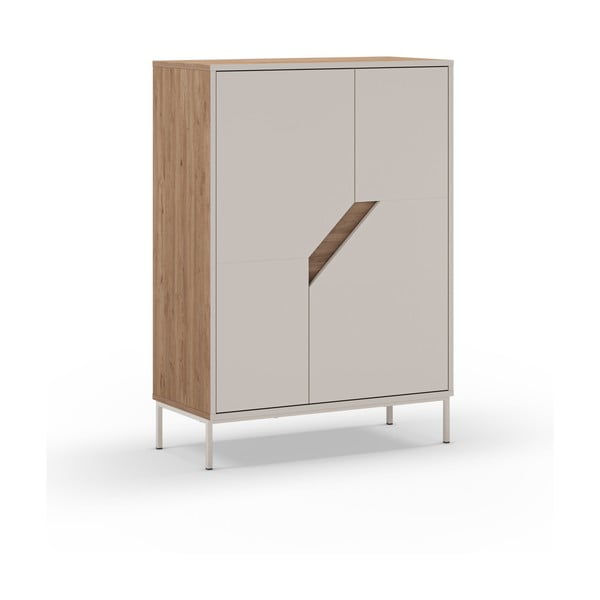 Comodă crem/în culoare naturală cu aspect de lemn de stejar 85x120x40 cm Lilou – Marckeric-image-2