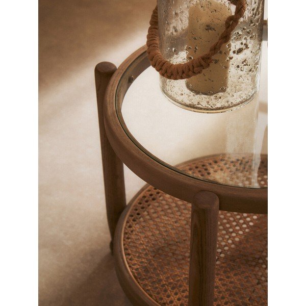 Măsuță auxiliară rotundă cu blat din sticlă ø 57 cm Cebu – Premier Housewares-image-2