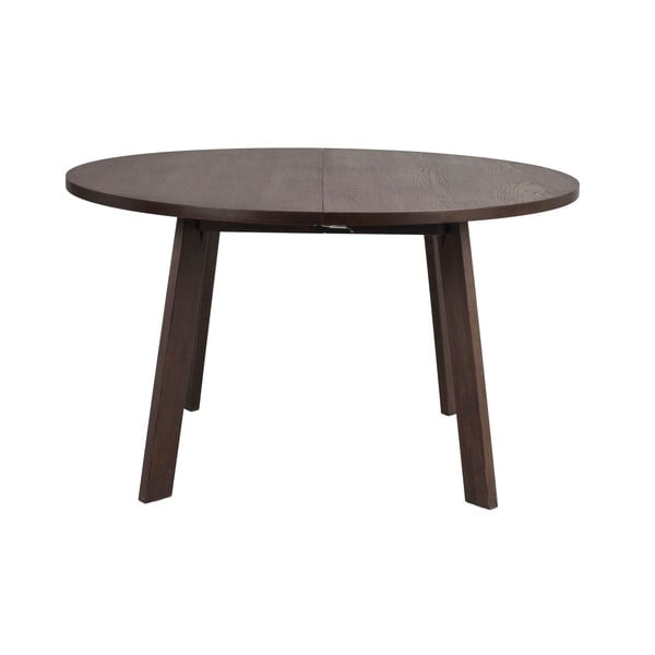 Masă de dining maro închis rotundă extensibilă cu aspect de lemn de stejar ø 130 cm Glenside – Rowico-image-3