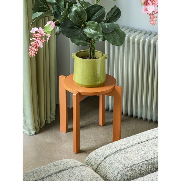 Scaun tip taburet portocaliu stivuibil cu aspect de lemn de stejar Always – Hübsch-image-1