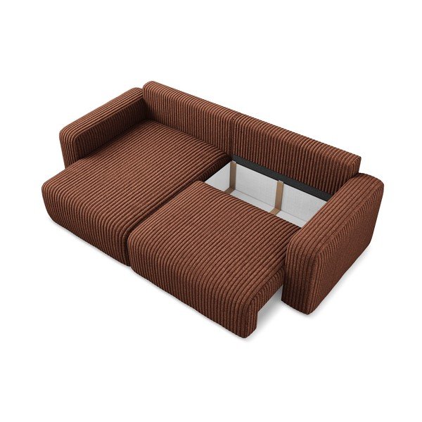 Colțar teracotă extensibil/cu spațiu de depozitare cu tapițerie din catifea reiată  (cu colț pe partea stângă/cu șezlong) Kona – Makamii-image-4