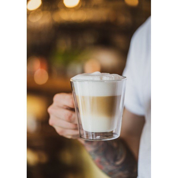 Căni 2 buc. pentru cappuccino/cu perete dublu din sticlă 350 ml – Vialli Design-image-1