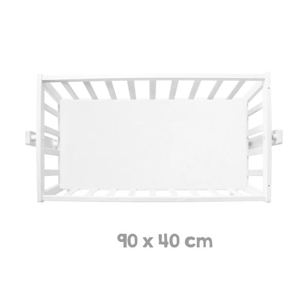 Pătuț leagăn alb cu roți și baldachin 40x90 cm Little stars – Roba-image-3