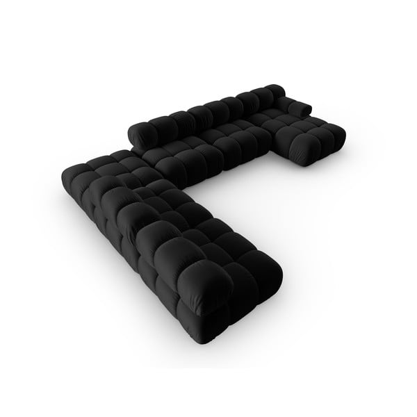 Canapea neagră cu tapițerie din catifea 379 cm Bellis – Micadoni Home-image-4