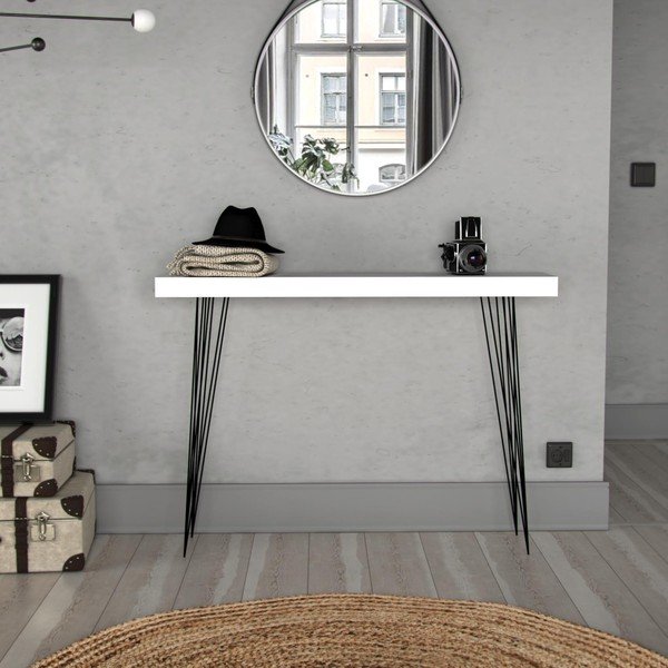 Masă din lemn Versa Dallas, 110 x 25 cm, alb-image-2