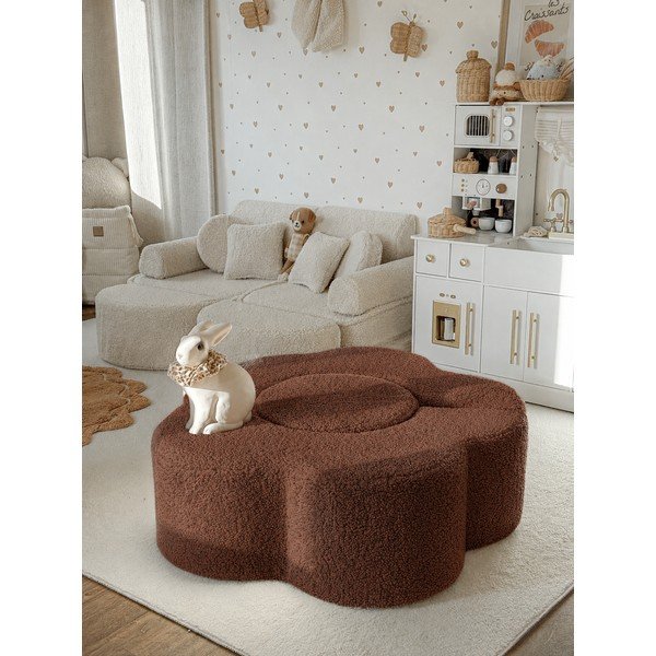 Teren de joacă din spumă maro 3 buc. din material bouclé înălțime 27 cm 88x90 cm – Meowbaby-image-3