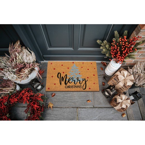 Covoraș de intrare din fibre de nucă de cocos 40x70 cm  cu model de Crăciun Silver Christmas – Hanse Home-image-1