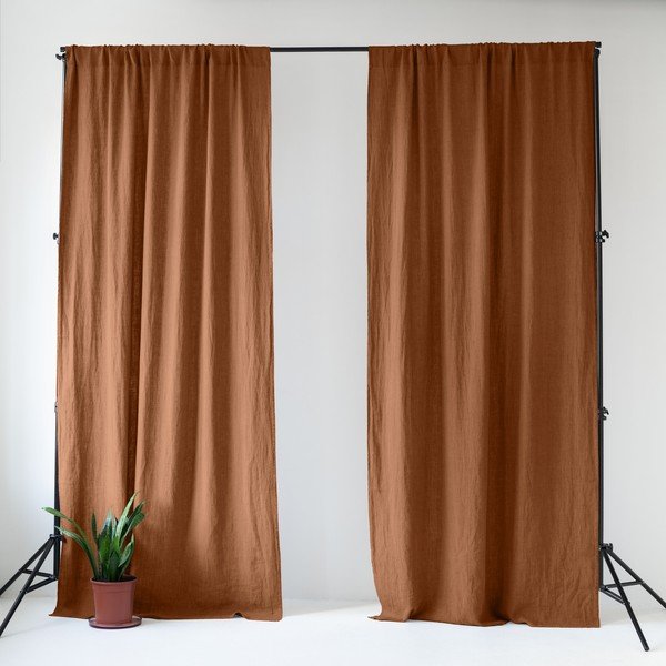 Draperie maro din in 140x300 cm Hazelnut – Linen Tales