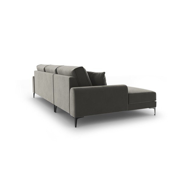 Colțar din catifea cu șezlong stânga Mazzini Sofas Madara, gri închis-image-3