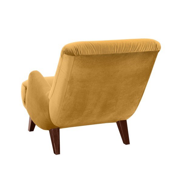 Fotoliu Max Winzer Brandford Suede galben muștar, cu picioare maro-image-2