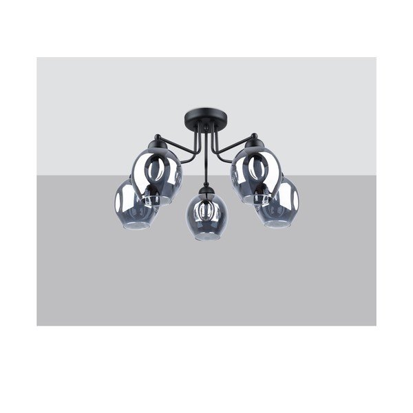 Plafonieră neagră cu abajur din sticlă 59x59 cm Garten – Sollux-image-2