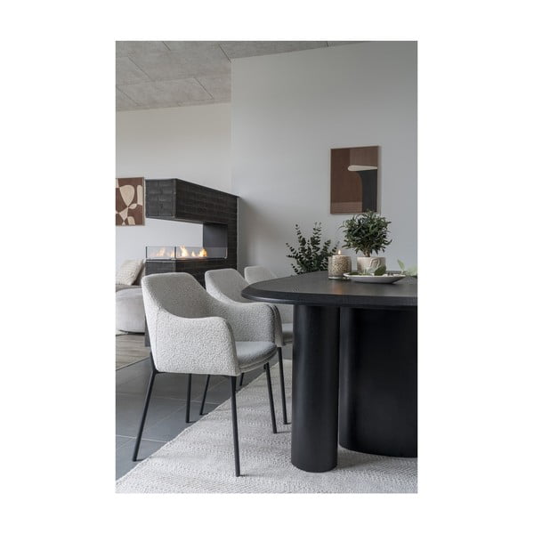 Scaun de sufragerie alb cu cotiere tapițat Melilla – House Nordic-image-2