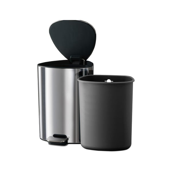 Coș de gunoi argintiu cu pedală din plastic 5 l Luxe – Joseph Joseph-image-3