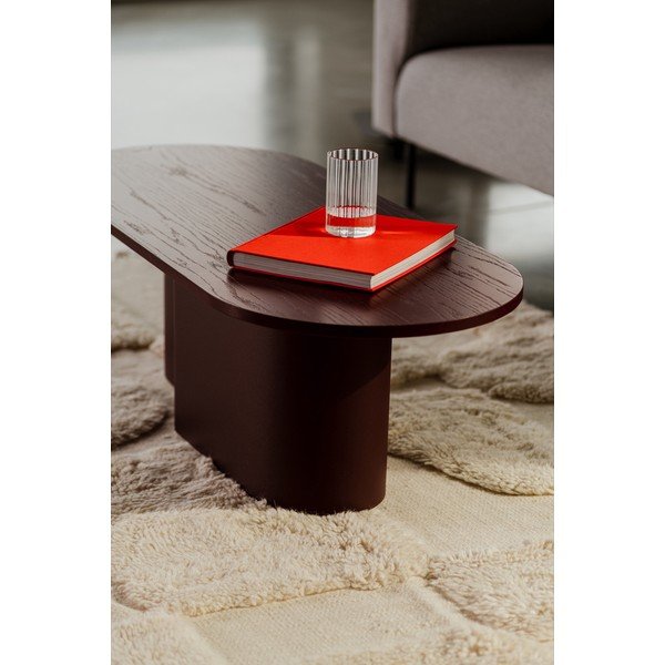 Măsuță de cafea burgundy cu blat cu aspect de lemn de stejar 50x115 cm Looi – noo.ma-image-4