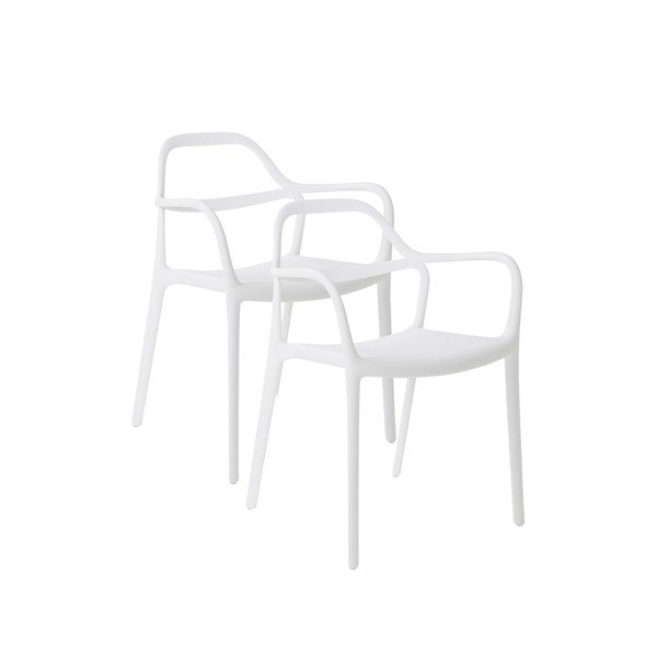 Scaune de dining albe cu cotiere/stivuibile 2 buc. din plastic Karlaby – Jotex