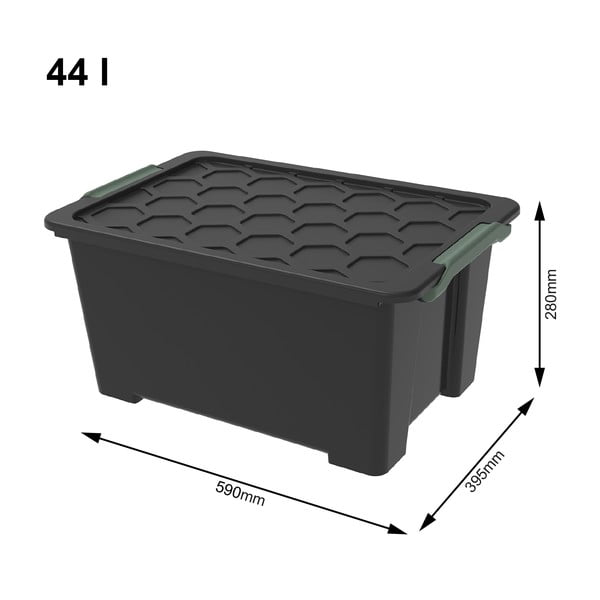 Cutie de depozitare  negru lucios din plastic cu capac Evo  Safe - Rotho-image-1