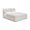 Pat matrimonial bej tapițat cu spațiu de depozitare cu somieră 180x200 cm Thessa Pillow – Bonami Selection