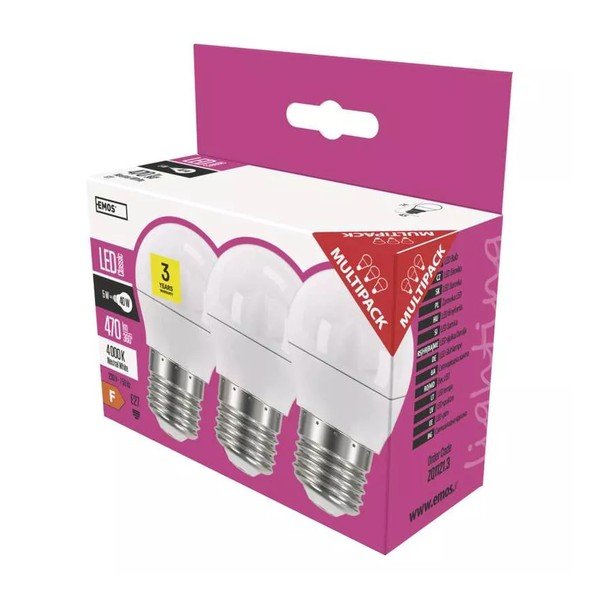 Becuri LED E27, 3 buc. cu lumină neutră 5 W – EMOS-image-1