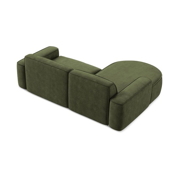 Colțar verde cu tapițerie din chenille (cu colț pe partea stângă/cu șezlong) Omao – Makamii-image-3