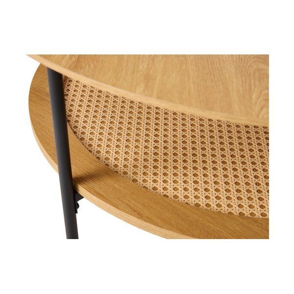 Măsuță de cafea în culoare naturală rotundă cu aspect de lemn de stejar ø 80 cm Pensacola – Unique Furniture-image-2