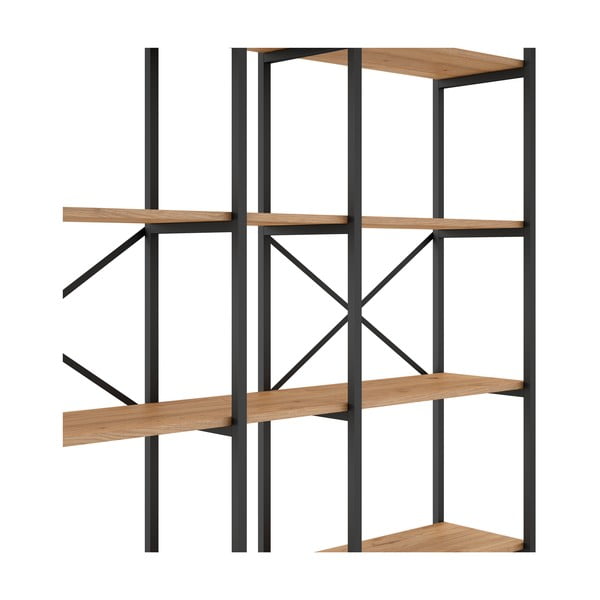 Etajeră negru/natural  cu aspect de lemn de stejar 144x175 cm Dusan – Marckeric-image-4