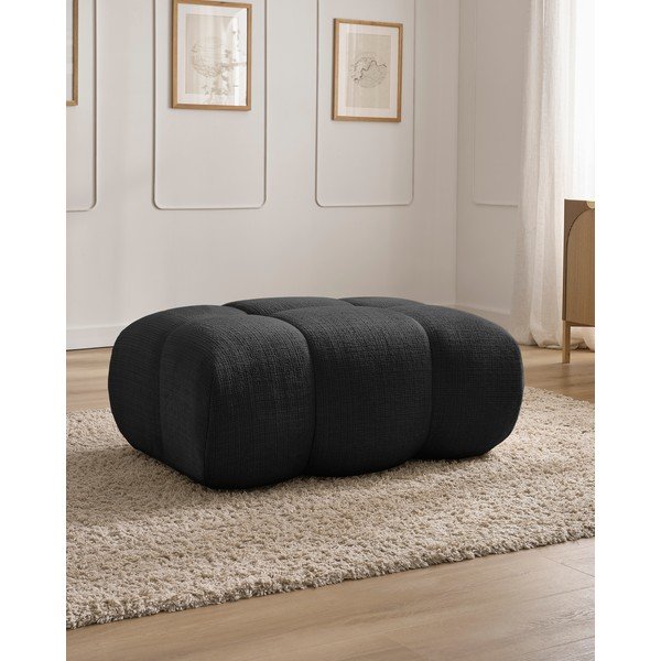 Taburet negru cu tapițerie din chenille Ivane – Bobochic Paris-image-1