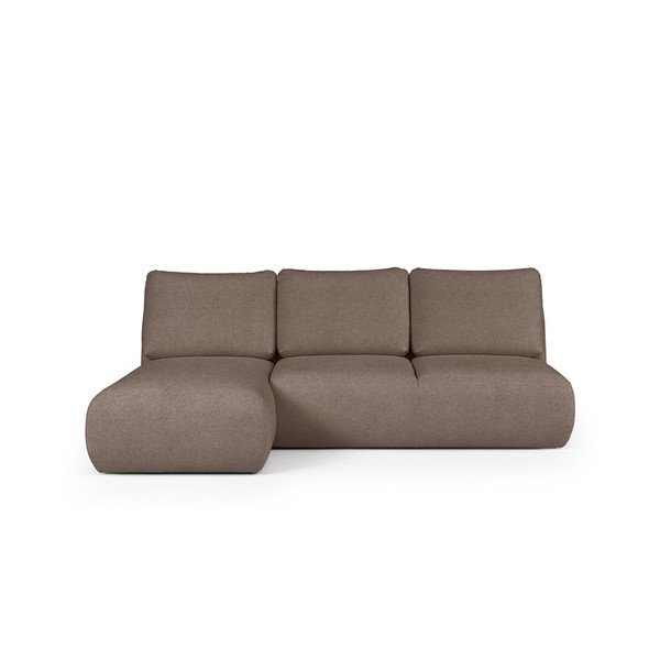 Colțar maro cu tapițerie din țesătură bouclé (cu colț pe partea stângă, cu șezlong) Mirel – Rodier