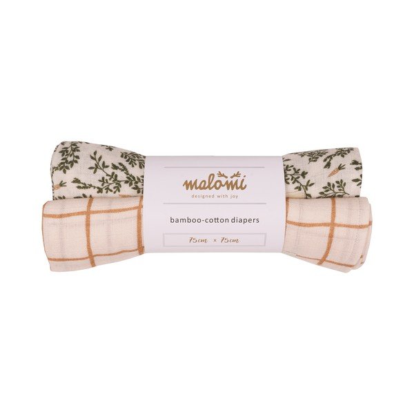 Scutece 2 buc. din bambus Green Floral – Malomi Kids-image-2