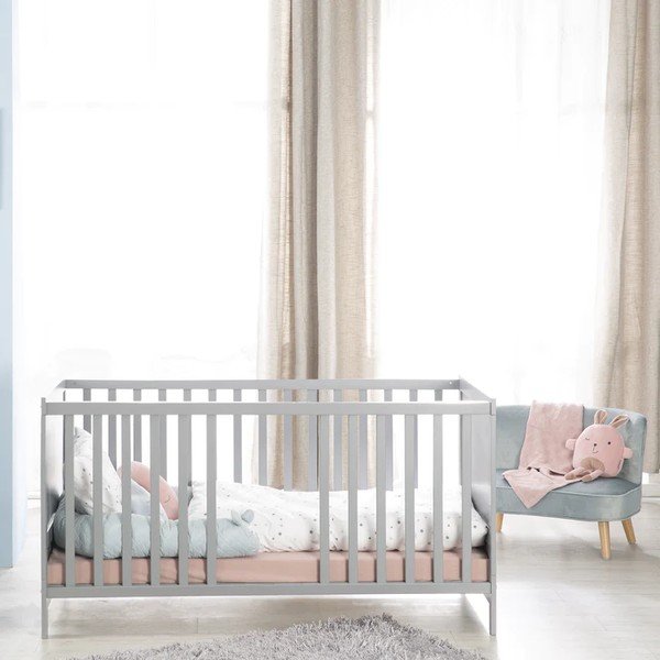 Pătuț gri deschis cu baldachin 70x140 cm Sternenzauber – Roba-image-4