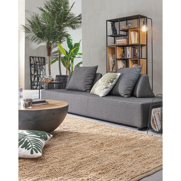 Măsuță de cafea gri/în culoare naturală rotundă din metal ø 90 cm Lancaster – Bizzotto-image-3