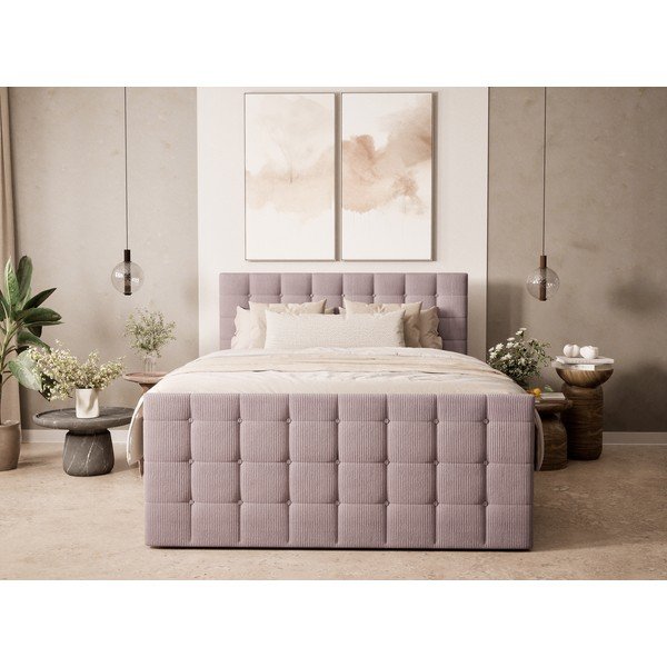 Pat boxspring mov cu spațiu de depozitare 200x200 cm Tasca – Maison de Rêve-image-4