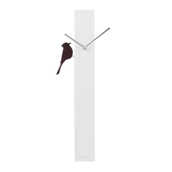 Ceas de perete Karlsson Woodpecker, lungime 60 cm, alb