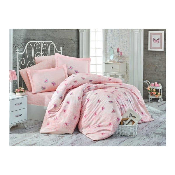 Lenjerie de pat cu cearşaf Maria, 200 x 220 cm, roz pal
