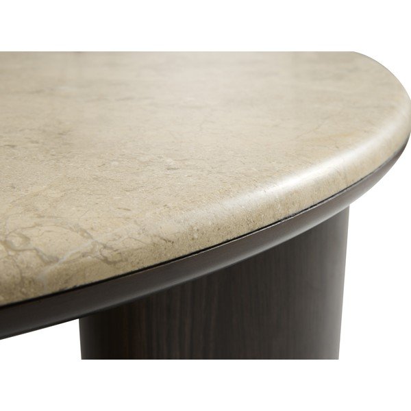 Măsuță de cafea în culoare naturală închisă rotundă cu blat din marmură ø 90 cm Piazze – Unique Furniture-image-3