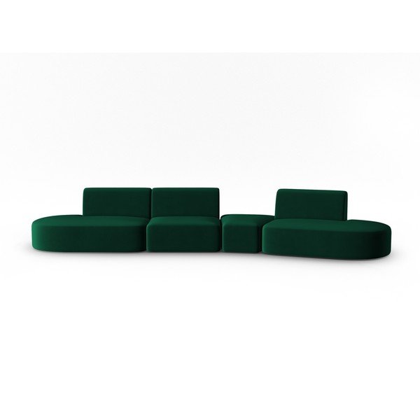 Canapea verde cu tapițerie din catifea cu colț pe partea dreaptă 428 cm Paolo – Milo Casa
