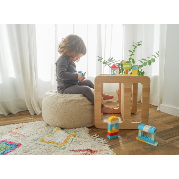 Puf de copii bej cu tapițerie din stofă bouclé Cream – Really Nice Things-image-1