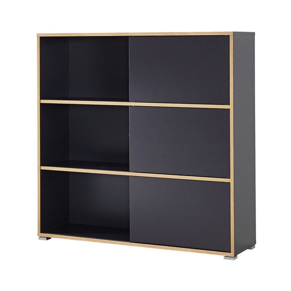 Bibliotecă neagră/aspect de lemn de stejar 120x119 cm Slide - Germania-image-3