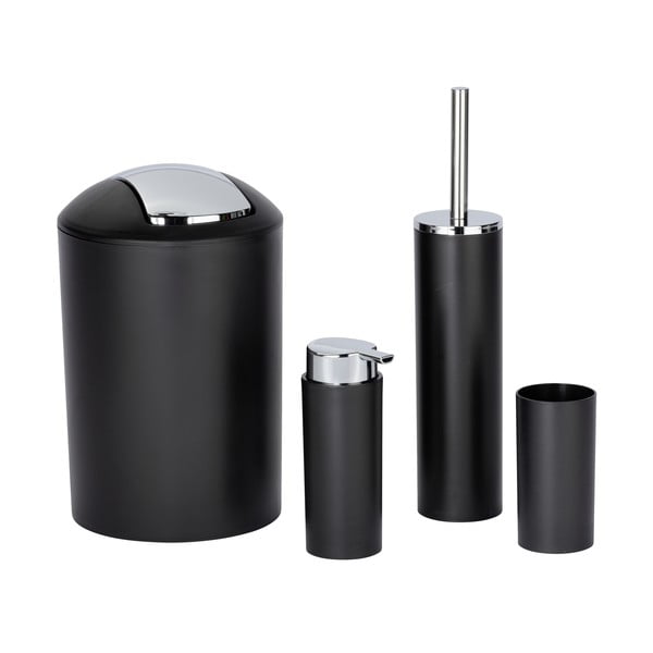 Set de accesorii de baie negru din plastic Calvo – Wenko