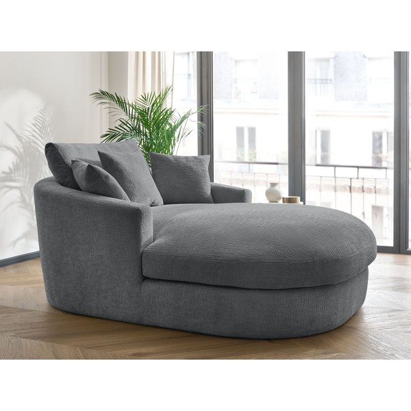 Fotoliu gri cu tapițerie din chenille Belem – Bobochic Paris-image-1