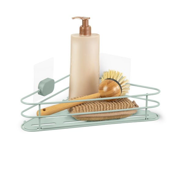 Raft pentru baie verde de colț autoadeziv din metal Grena – Compactor-image-3