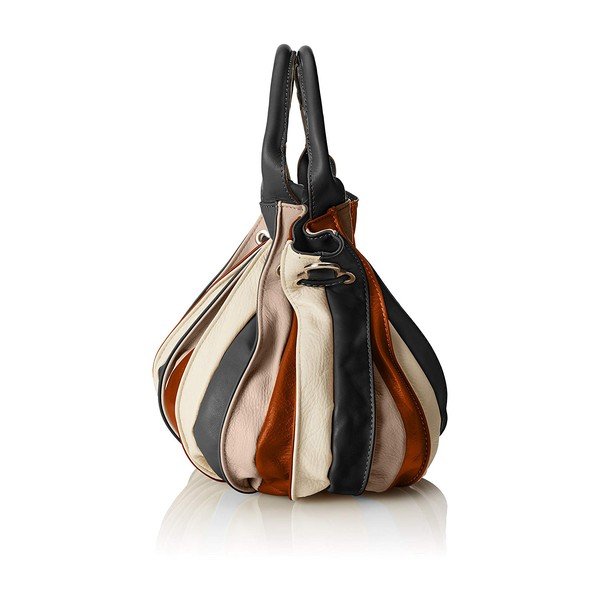 Geantă din piele Chicca Borse Jenn, maro caramel-negru-image-1