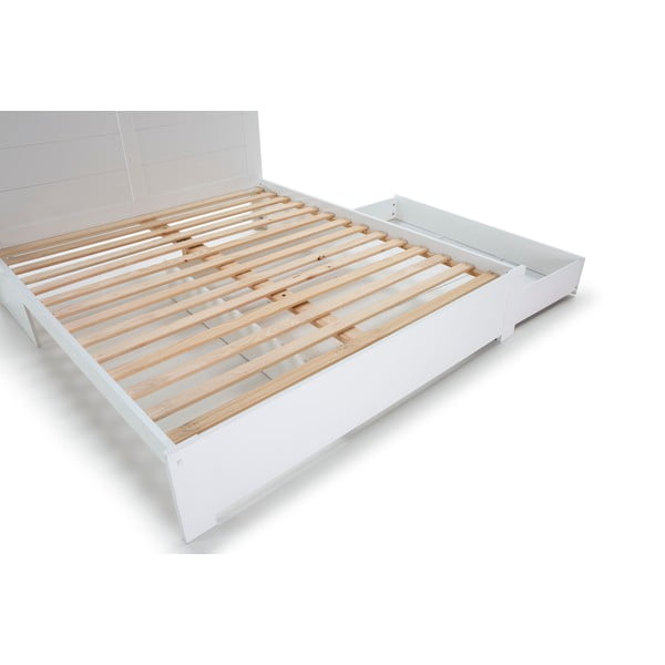 Pat matrimonial alb cu spațiu de depozitare și somieră 160x200 cm Gabi – Marckeric-image-4