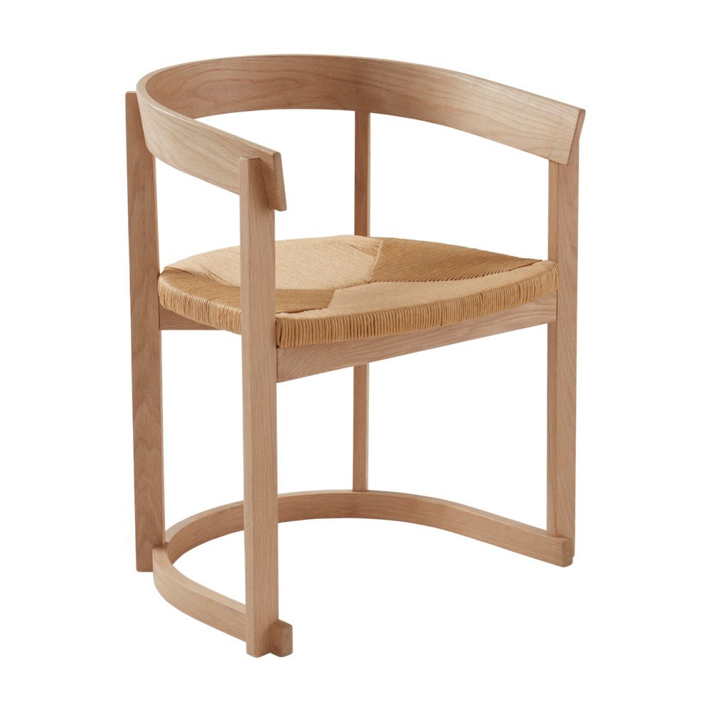 Scaun de dining în culoare naturală deschisă cu cotiere din lemn de stejar Kungsholmen – Jotex