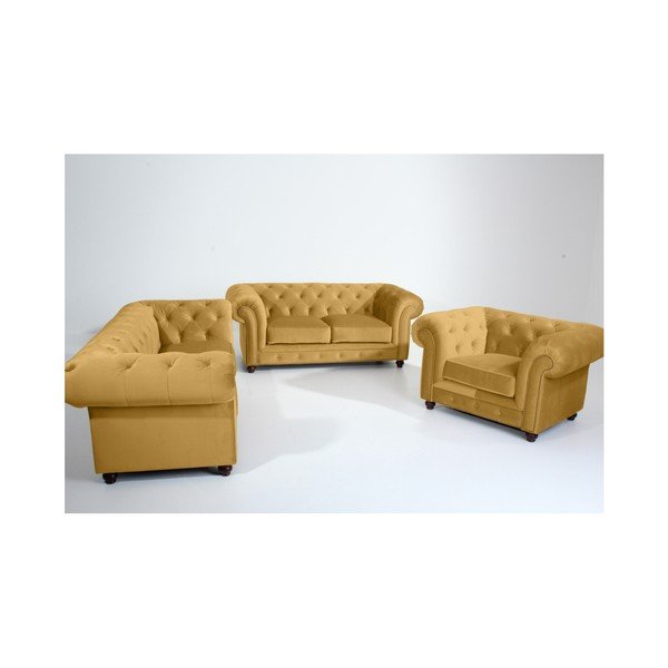 Canapea Max Winzer Orleans Velvet, 196 cm, galben-image-1