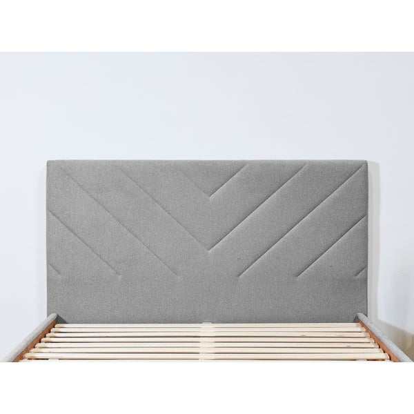 Pat matrimonial gri deschis tapițat cu somieră 180x200 cm Romane – Bobochic Paris-image-3